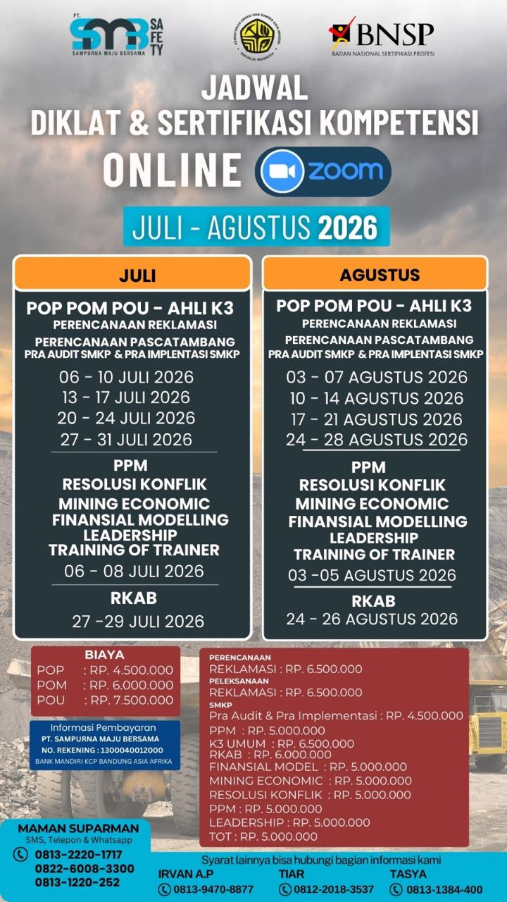 Diklat & Sertifikasi Kompetensi Juli - Agustus 2026