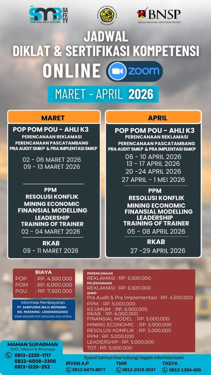 Diklat & Sertifikasi Kompetensi Maret - April 2026