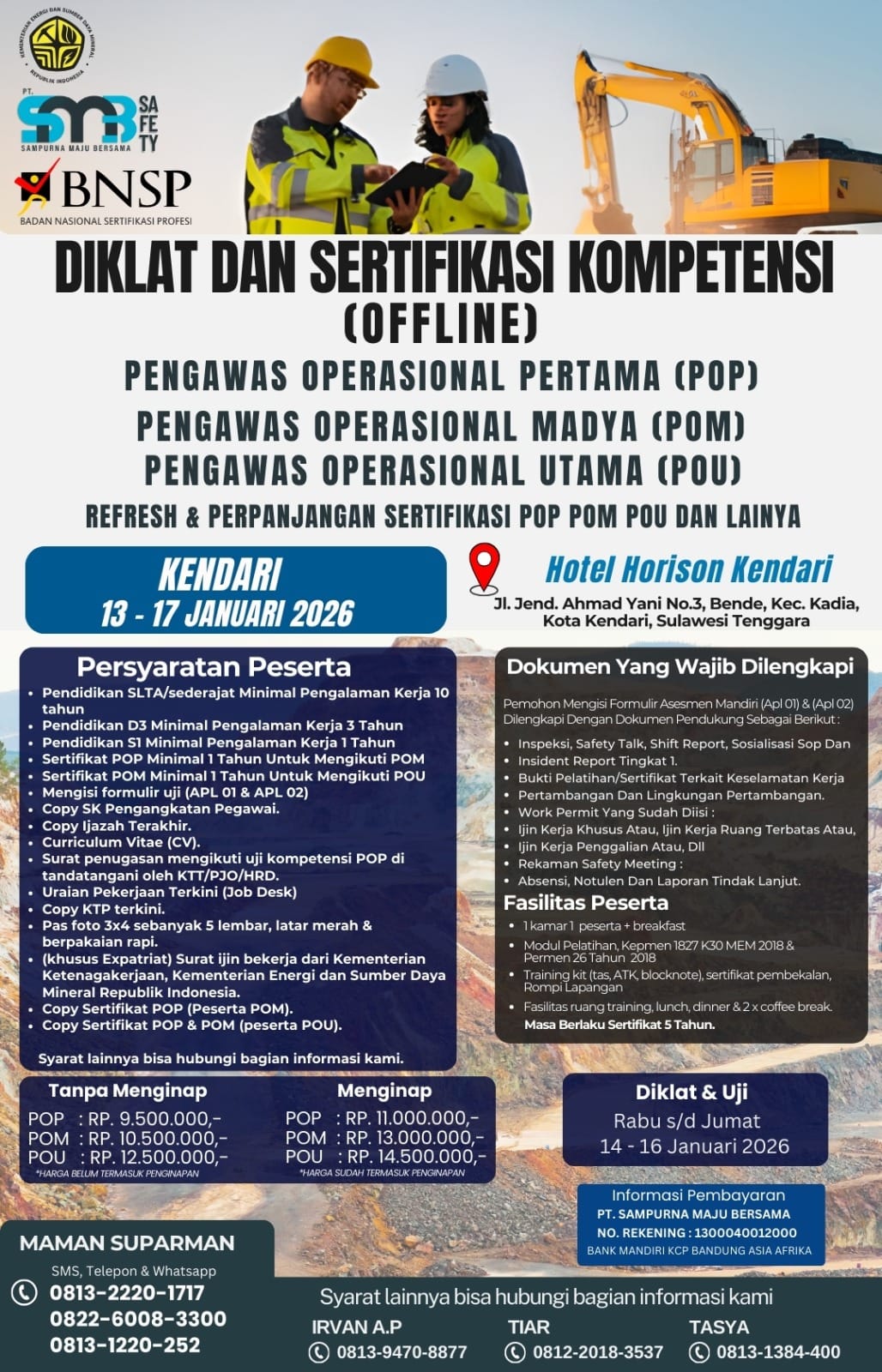 Diklat & Sertifikasi Kompetensi 13 - 17 Januari 2026