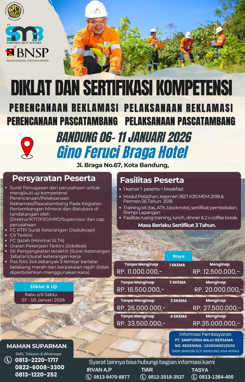 Diklat & Sertifikasi Kompetensi 06 - 11 Januari 2026