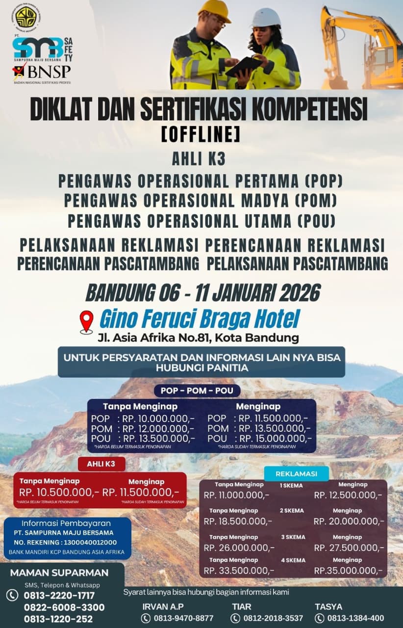 Diklat & Sertifikasi Kompetensi 06 - 11 Januari 2026